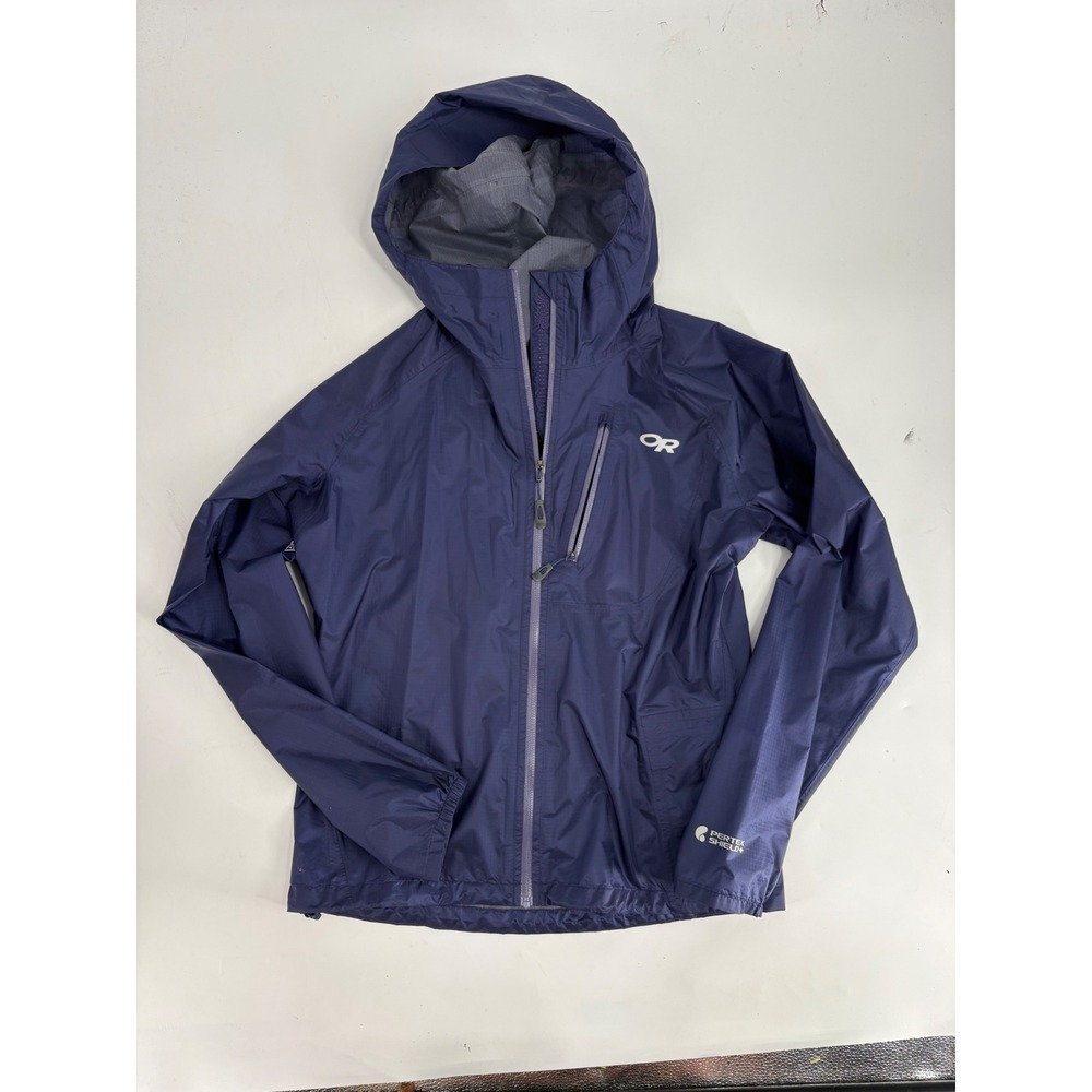 Outdoor Research Helium II Jacket Womens XS Pertex Shield Rain Shell Navy Purple